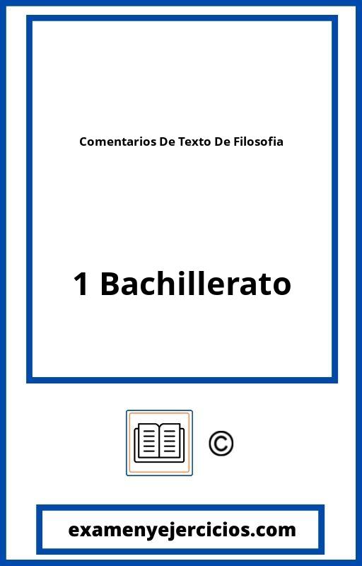 Comentarios De Texto De Filosofia 1 Bachillerato Resueltos