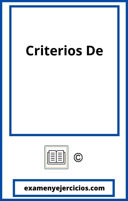 Criterios De Evaluacion Ejemplos