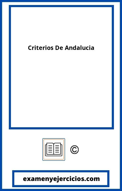 Criterios De Evaluacion Primaria Andalucia