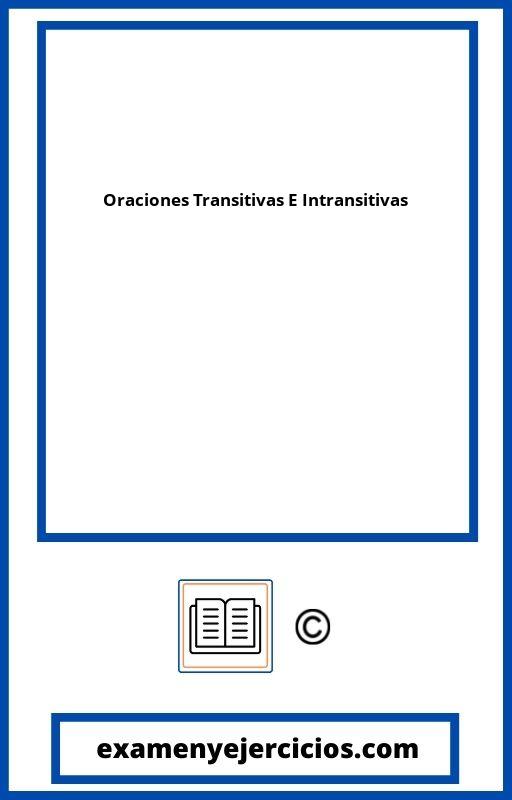 Oraciones Transitivas E Intransitivas Ejercicios PDF